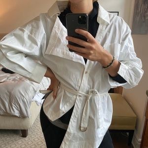 Zimmermann Intermix white asymmetric cotton shirt